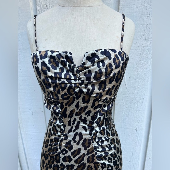Vintage Y2K Cache cheetah leopard print bodycon tight mini dress size 2 - Picture 2 of 8